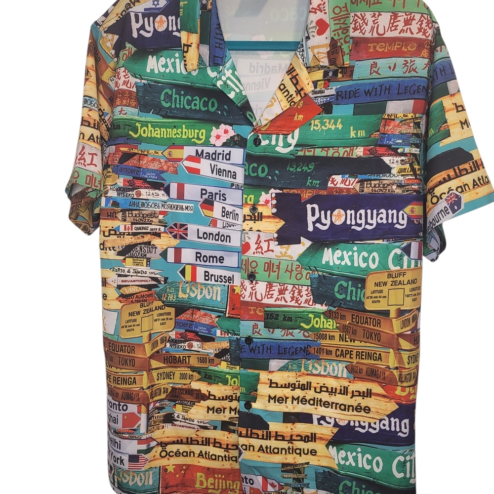 Colorful Travel Sign Print Shirt